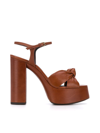 Saint Laurent Bianca Knotted Leather Platform Sandals In New Papaya