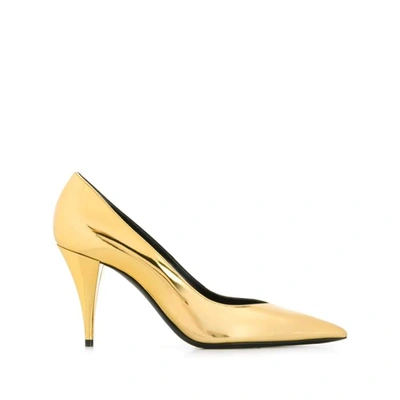 Saint Laurent Women's Gold Leather Pumps