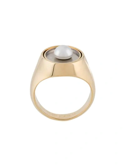 Maison Margiela Twisted Thick Ring W/ Imitation Pearl In Gold