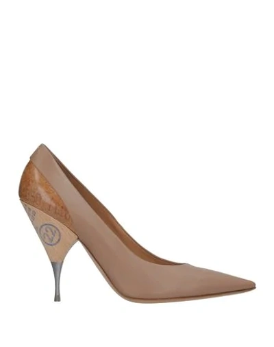 Maison Margiela Pink Leather Pumps In Pale Pink