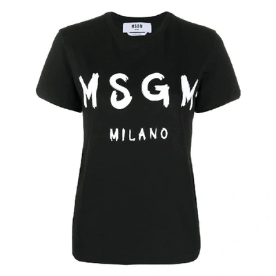 Msgm Black Cotton T-shirt