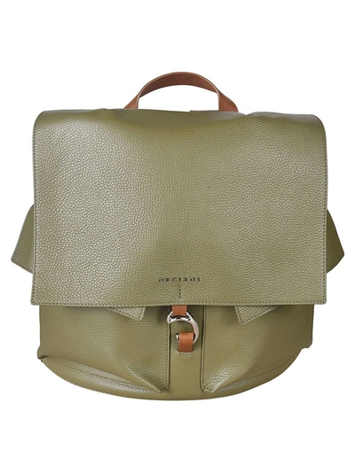 Orciani Leather Flap Backpack In Green