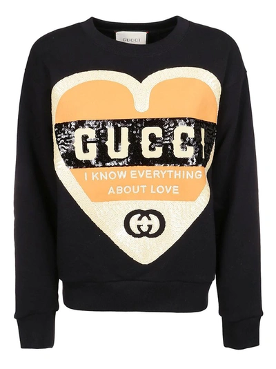 Gucci Sequinned Heart Sweatshirt In Black
