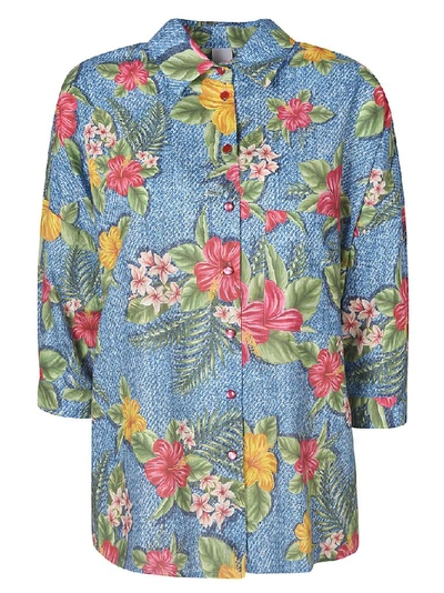 Ultràchic Floral Printed Shirt In Light Blue