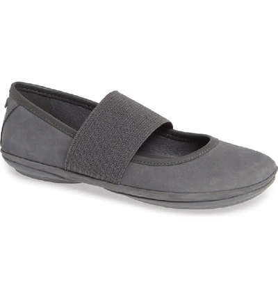 Camper Right Nina Leather Ballerina Flat In Medium Gray Leather