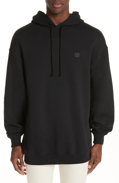 Acne Studios Black Hooded Sweatshirt With Face Logo Patch