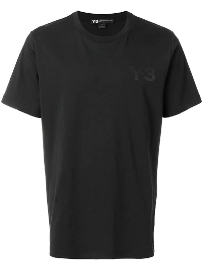 Y-3 Logo Print Short-sleeved Cotton T-shirt In Black
