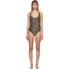 Ganni Tan & Black Leopard One-piece Swimsuit