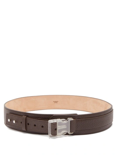 Acne Studios Overlap Grained-leather Belt In Chocolate Brown