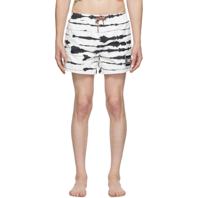 Burberry Watercolour Print Drawcord Swim Shorts In Monochrome