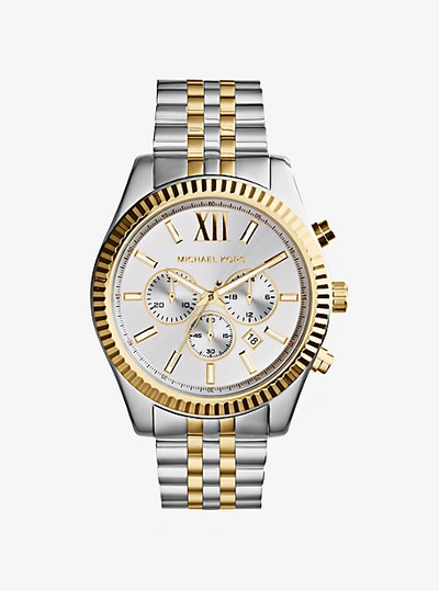 Michael Kors Oversized Lexington Two-tone Watch In Silver