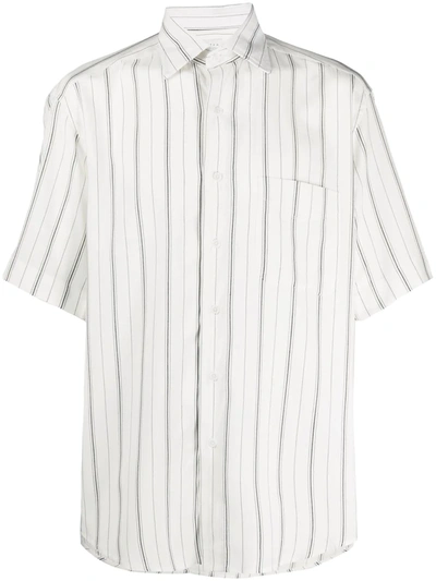 Sandro Slim-fit Oversized Striped Casual Shirt In White