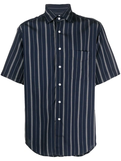 Sandro Slim-fit Oversized Striped Casual Shirt In Navy/white