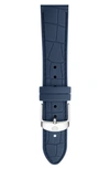 Michele 16mm Croc Embossed Silicone Strap In Navy