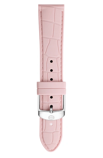 Michele 16mm Croc Embossed Silicone Strap In Blush