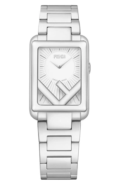 Fendi Run Away Rectangle Bracelet Watch, 22.5mm X 32mm In Silver
