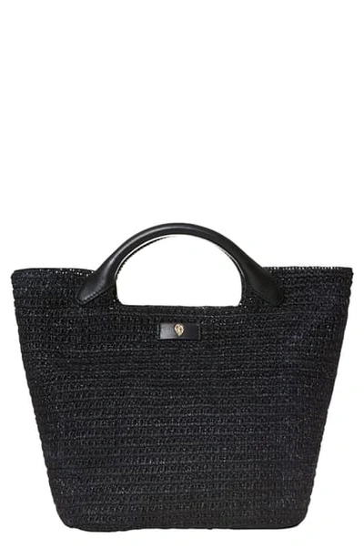 Helen Kaminski Small Raffia Basket Tote In Charcoal/ Black