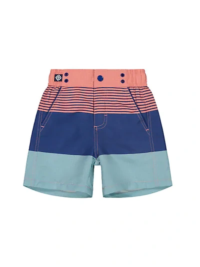 Andy & Evan Kids' Boy's Colorblock Swim Trunks In Coral