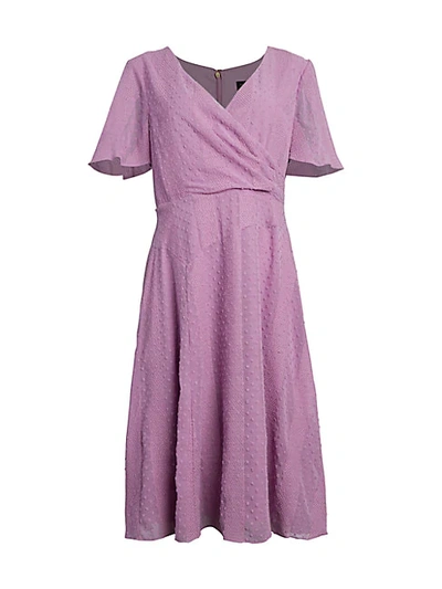 Dkny Novelty Georgette Flutter A-line Dress In Lavender