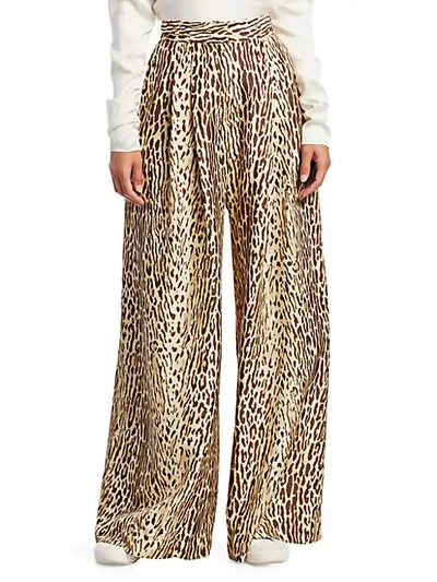 Zimmermann Eye Spy Leopard Silk Wide-leg Pants In Animal