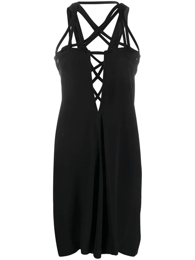 Rick Owens Megalace Mini Slip Dress In Black