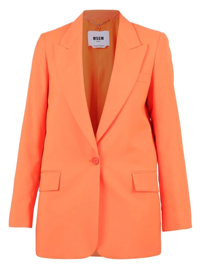 Msgm Single-breasted Jacket In Orange