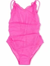 Mc2 Saint Barth Kids' Frou Frou Polka Dot-print Swimsuit In Pink