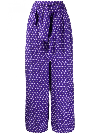 Kenzo Linen Blend Trousers In Violet