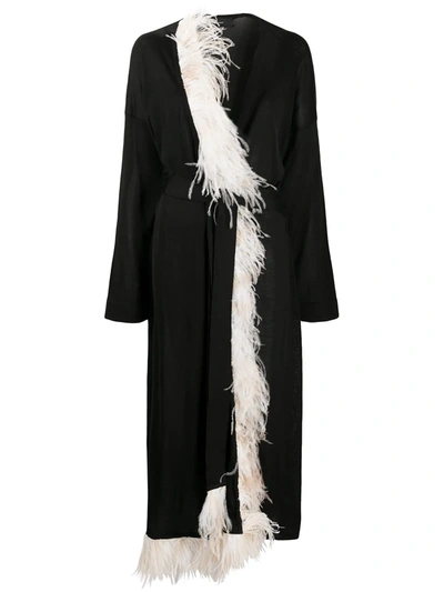 Alanui Feather Trim Silk Jacket In Black