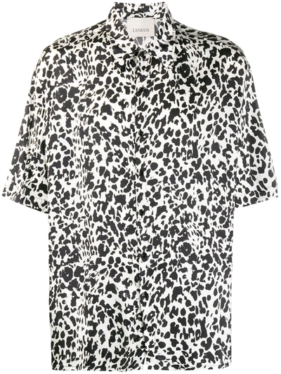 Laneus Leopard Print Short-sleeve Shirt In Bianco/nero