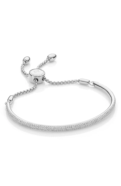 Monica Vinader Fiji Diamond Pave Toggle Petite Bracelet In Silver/ Diamond