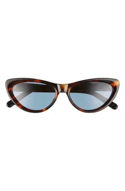 The Marc Jacobs 55mm Cat Eye Sunglasses In Havana Black/ Blue Avio