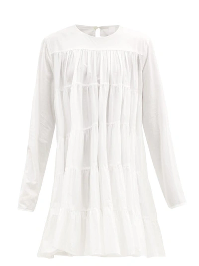 Merlette Soliman Tiered Cotton Mini Dress In White