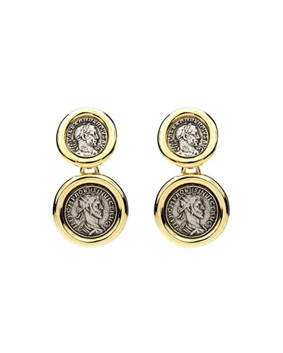Ben-amun Roman 2-coin Clip Earrings In Gold