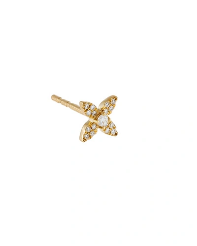 Adinas Jewels Diamond Four Petal Flower Stud Earring In Gold