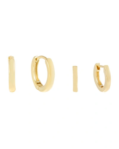 Adinas Jewels Classic Solid Huggie Earrings Combo Set In Gold