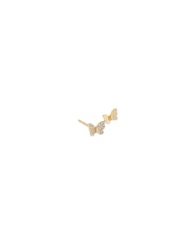 Adinas Jewels Diamond X Solid Butterfly Stud Earring In Gold