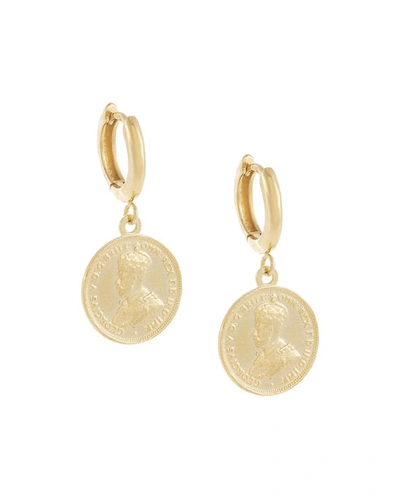 Adinas Jewels Vintage Mini Coin Huggie Earrings In Gold