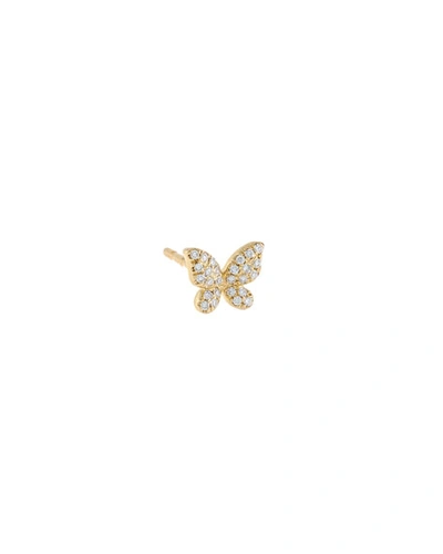 Adinas Jewels Diamond Mini Butterfly Stud Earring In Gold