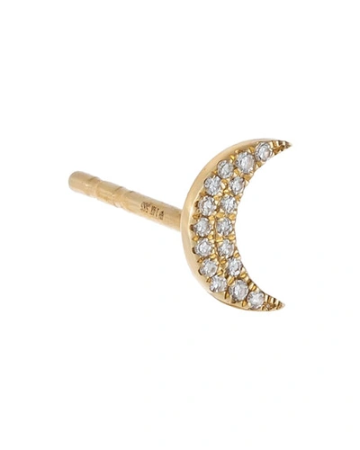 Adinas Jewels Single Diamond Crescent Shape Gold Stud Earring