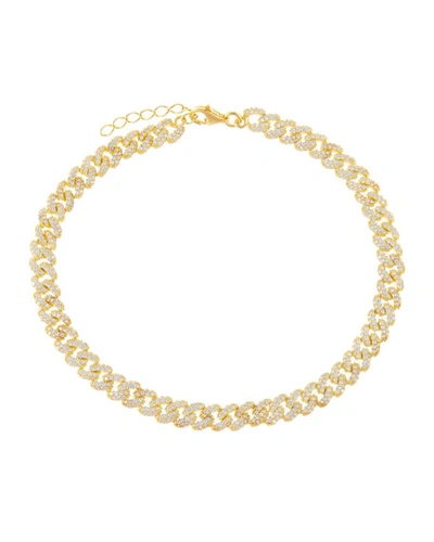 Adinas Jewels Xs Pave Cubic Zirconia Chain Link Anklet In Gold