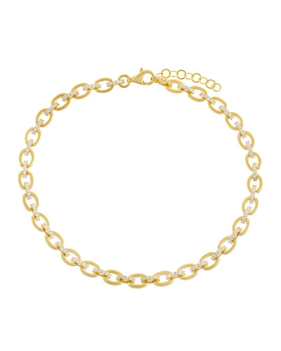 Adinas Jewels Oversized Pave Chain-link Anklet In Gold