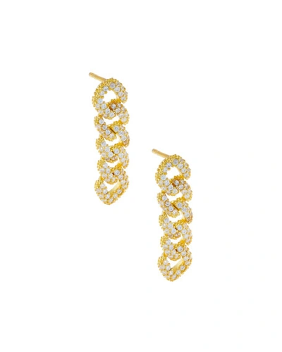 Adinas Jewels Xs Pave Chain-link Drop Earrings, Gold