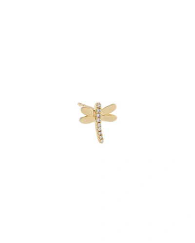 Adinas Jewels Diamond Dragonfly Stud Earring In Gold