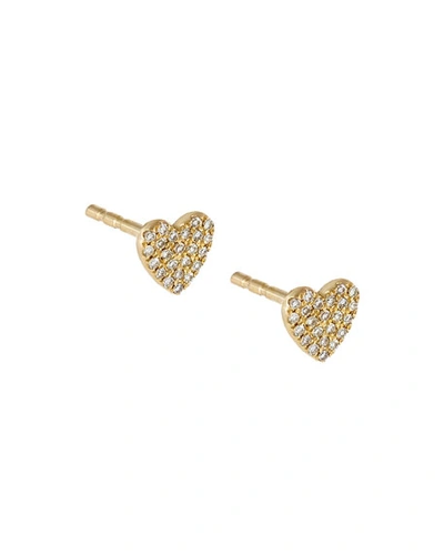 Adinas Jewels Diamond Heart Stud Earrings In Gold
