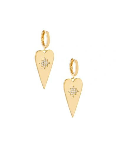 Adinas Jewels Starburst Heart Pendant Drop Huggie Earrings In Gold