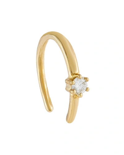 Adinas Jewels Single Round Cut Diamond Gold Threader Earring