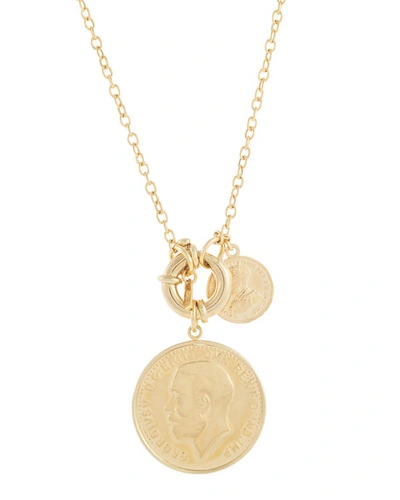Adinas Jewels Double 14k Gold Coin Pendant Necklace