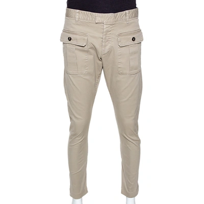 Pre-owned Dsquared2 Beige Stretch Cotton Cropped Cargo Trousers Xxl