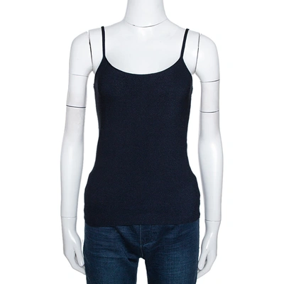 Pre-owned Giorgio Armani Navy Blue Knit Fitted Camisole L
